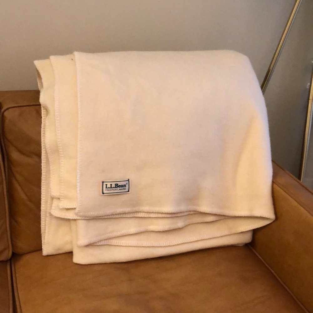 LL Bean cream colored wool blanket